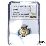 1903 Newfoundland 10 Cents NGC AU55