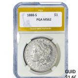 1888-S Morgan Silver Dollar PGA MS62