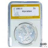 1901-S Morgan Silver Dollar PGA MS64