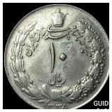 1920 Iran Silver 10 Rials