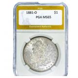 1881-O Morgan Silver Dollar PGA MS65