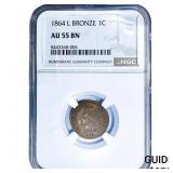 1864 Indian Head Cent NGC AU55 BN