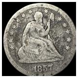 1857-O Silver Seated Liberty Quarter LIGHTLY CIRCU