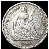 1861 Silver Half Dime NEARLY UNCIRCULATED