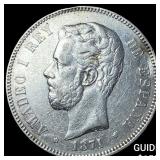 1871 Spain Silver 5 Pesetas