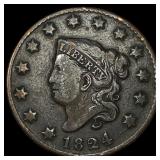 1824 Coronet Head Large Cent LIGHTLY CIRCULATED