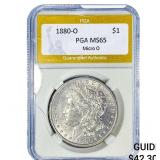1880-O Morgan Silver Dollar PGA MS65 Micro O
