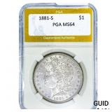 1881-S Morgan Silver Dollar PGA MS64