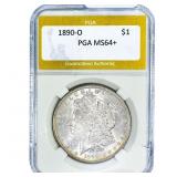 1890-O Morgan Silver Dollar PGA MS64+
