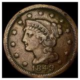 1849 Braided Hair Large Cent LIGHTLY CIRCULATED