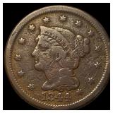 1844 Braided Hair Large Cent CLOSELY  UNCIRCULATE