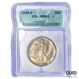 1939-D Walking Liberty Half Dollar ICG MS63