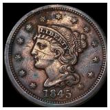 1845 Braided Hair Large Cent NEARLY  UNCIRCULATED