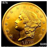 1876 $20 Gold Double Eagle CHOICE BU