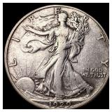 1929-D Silver Walking Liberty Half Dollar NEARLY U