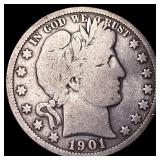 1901-S Silver Barber Half Dollar NICELY CIRCULATED