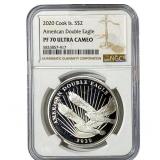 2020 Cook Island 1/2oz Silver Dbl Eagle $2 PF70