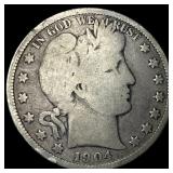1904-O Silver Barber Half Dollar NICELY CIRCULATED