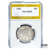 1943 Walking Liberty Half Dollar PGA MS65