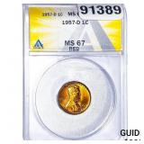 1957-D Wheat Cent ANACS MS67 RED