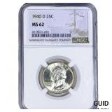 1940-D Washington Silver Quarter NGC MS62