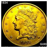 1834 $5 Gold Half Eagle CHOICE AU