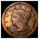 1848 Braided Hair Large Cent NICELY CIRCULATED