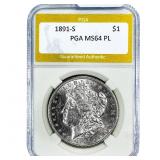 1891-S Morgan Silver Dollar PGA MS64 PL