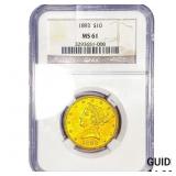 1893 $10 Gold Eagle NGC MS61