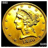 1880 $5 Gold Half Eagle GEM BU