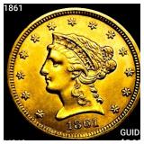 1861 $2.50 Gold Quarter Eagle CHOICE BU