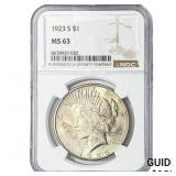 1923-S Silver Peace Dollar NGC MS63