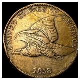 1858 Copper-Nickel Flying Eagle Cent NEARLY UNCIRC