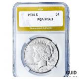 1934-S Silver Peace Dollar PGA MS63