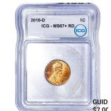 2010-D Wheat Cent ICG MS67+ RD