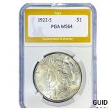 1922-S Silver Peace Dollar PGA MS64