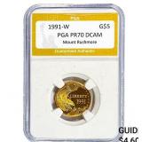 1991-W .2418oz Gold $5 Rushmore PGA PR70 DCAM