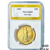 1987 1oz $50 Gold Eagle PGA MS69