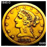 1845-O $5 Gold Half Eagle HIGH GRADE
