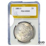 1881-S Morgan Silver Dollar PGA MS65