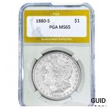 1880-S Morgan Silver Dollar PGA MS65