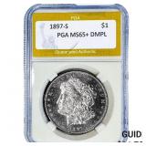 1897-S Morgan Silver Dollar PGA MS65+ DMPL