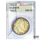 1915-D Barber Half Dollar ACG MS62