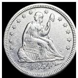 1854 Arrows Seated Liberty Quarter CLOSELY  UNCIR