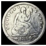 1854 Arrows Seated Liberty Quarter LIGHTLY CIRCULA