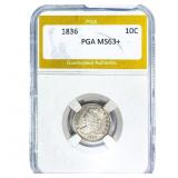 1836 Capped Bust Dime PGA MS63+