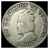1931 Honduras Silver 50 Centavos