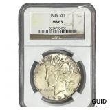 1935 Silver Peace Dollar NGC MS63