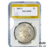 1881-S Morgan Silver Dollar PGA MS66