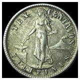 1918S Philippines Silver 20 Centavos KM 169